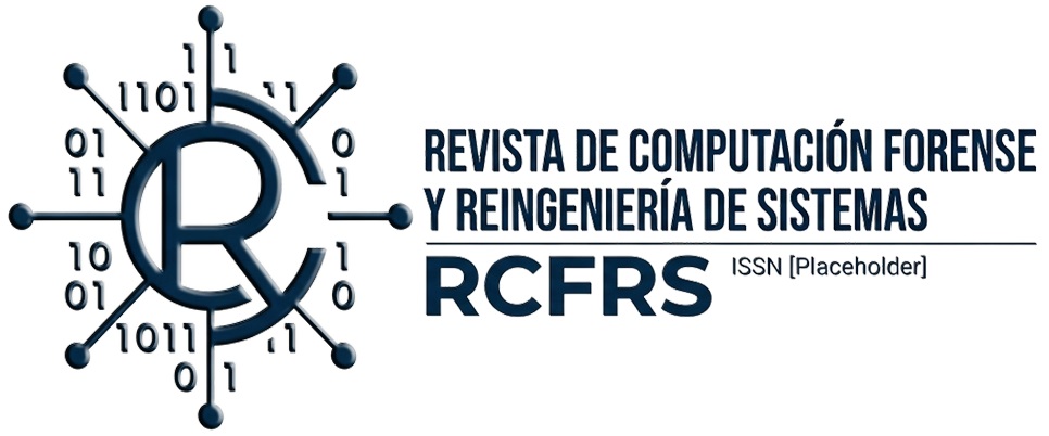 Logotipo oficial de la Revista de Computación Forense y Reingeniería de Sistemas (RCFRS), implementado y configurado en la plataforma OJS por Marco Mármol como parte del desarrollo del portal editorial.
